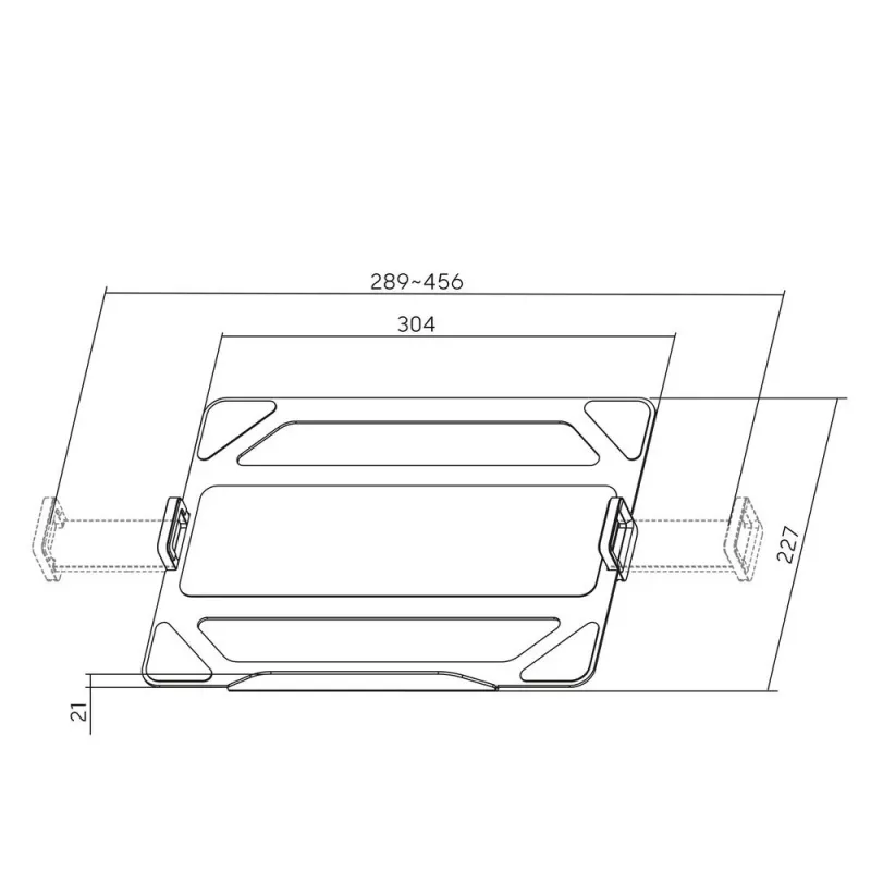 ACT Universāls klēpjdatora paliktnis monitoru svirām, melns, tērauds, 29,5 cm (11,6 collas), 43,9 cm (17,3 collas), 9 kg, 75 x 75 mm
