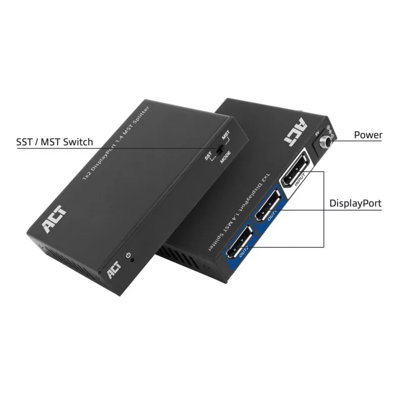 ACT 1x2 DisplayPort 1.4 MST sadalītājs