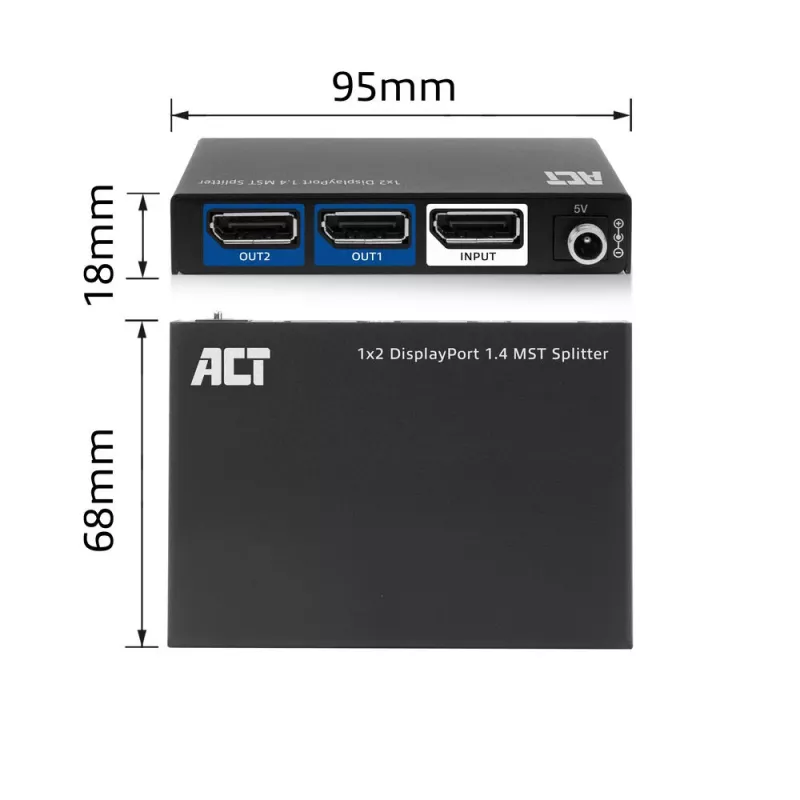 ACT 1x2 DisplayPort 1.4 MST sadalītājs