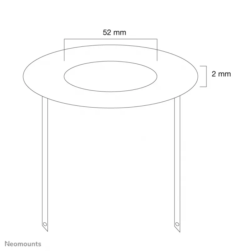 Neomounts FPMA-CRB5 griestu pārsegs - diam. 52 mm, Melna, Tērauds, Griestu, FPMA-C100, FPMA-C100SILVER, 2 mm, 5,2 cm