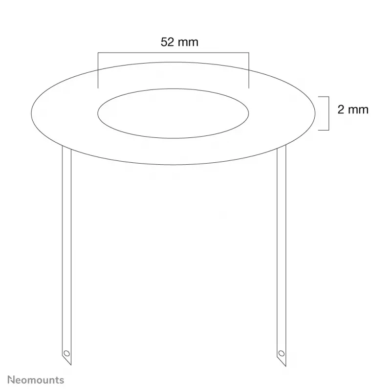 Neomounts FPMA-CRW5 Griestu pārsegs - diam. 52 mm, Balts, Tērauds, Griesti, FPMA-C100, FPMA-C100SILVER, 2 mm, 5.2 cm