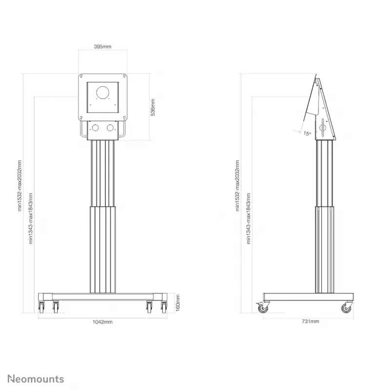 Neomounts NM-HUB2LIFTSILVER TV ratiņi līdz 50 collām - motorizēti