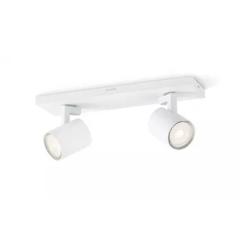 Virsmas apgaismes prožektors Philips myLiving 5309231P0, GU10 LED 7 W, 2700K, 255 lm, 2 spuldzes, regulējams, balts