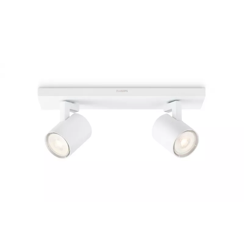 Virsmas apgaismes prožektors Philips myLiving 5309231P0, GU10 LED 7 W, 2700K, 255 lm, 2 spuldzes, regulējams, balts