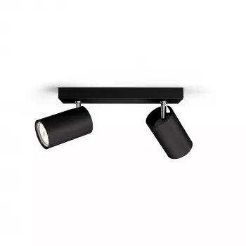 Griestu/sienas prožektors Signify Philips myLiving Kosipo 2x GU10 LED 220–240V IP20 melns