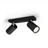 Griestu/sienas prožektors Signify Philips myLiving Kosipo 2x GU10 LED 220–240V IP20 melns