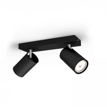 Griestu/sienas prožektors Signify Philips myLiving Kosipo 2x GU10 LED 220–240V IP20 melns