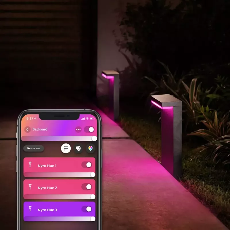 Philips Hue balta and colour ambience Nyro Outdoor pedestal
