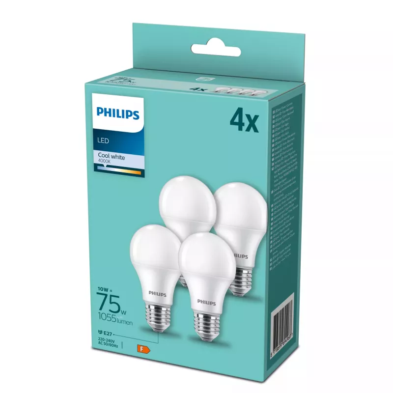 Philips LED spuldze E27, 4 gab., 75 W ekvivalents, 4000 K