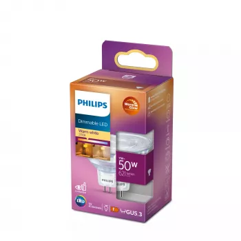 Spot spuldze Philips MR16 GU5.3 7W (ekv. 50W), 621 lm, 2200K silti balta, 36° staru kūlis, CRI 80, 15000 h