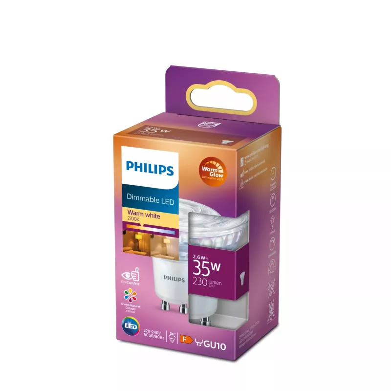 Philips Spot 35W PAR16 GU10, 2,6 W, 35 W, GU10, 230 lm, 15 000 h, Siltais mirdzums