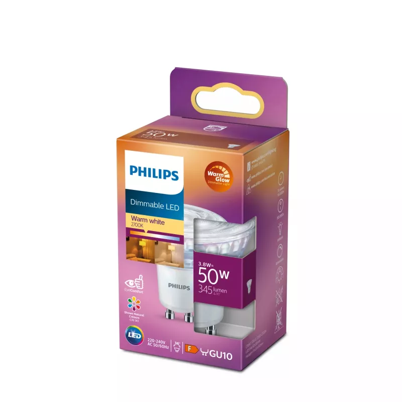 LED spuldzes punkts Philips Spot PAR16 GU10 3.8W (345 lm, 36°, 3000K, CRI 90, 15 000 h)