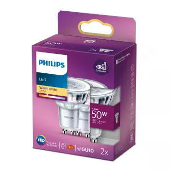 Philips Spot 50W PAR16 GU10 x2, 4,6 W, 50 W, GU10, 355 lm, 15000 h, silta balta