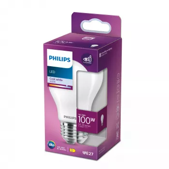 Philips Filament Bulb Frosted 100W A60 E27, 10,5 W, 100 W, E27, 1521 lm, 15000 h, neitrāli balta