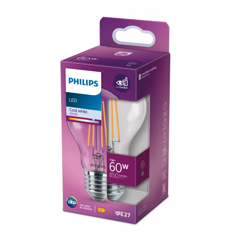 Philips LED spuldze Neitrāli balta 4000 K 7 W E27 E