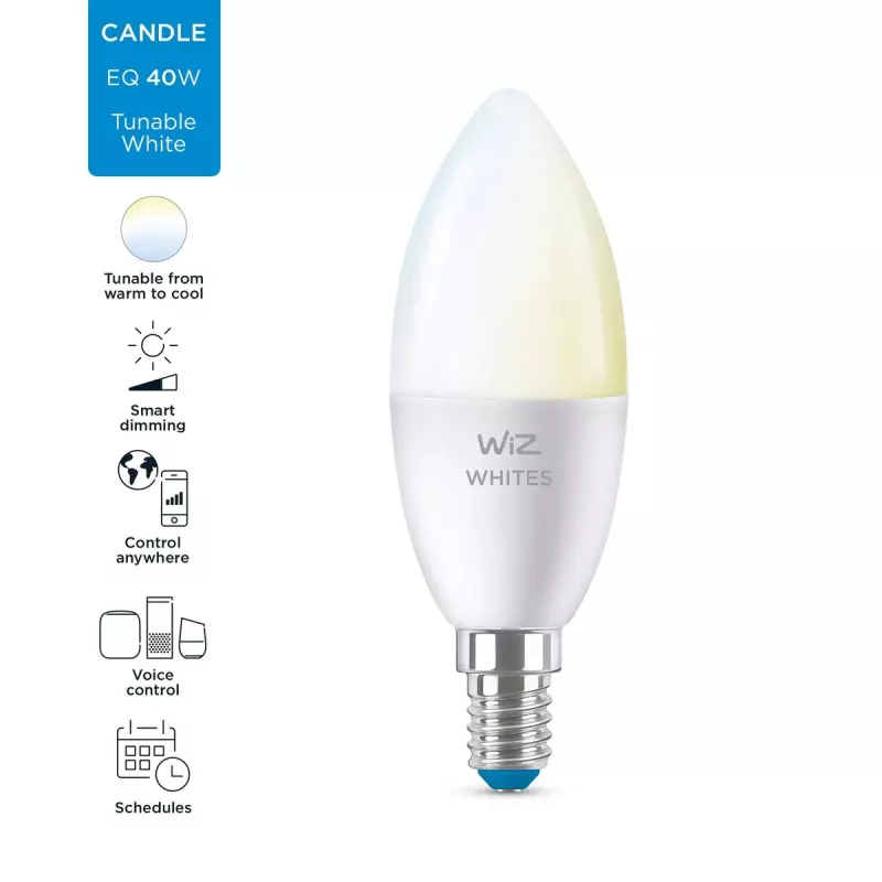 Viedā spuldze WiZ Candle 40 W C37 E14 Wi-Fi balta