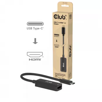 USB-C uz HDMI 2.1 adapteris Club 3D CAC-2505 — 8K@60Hz, USB Type-C uz HDMI + USB, 0,12 m