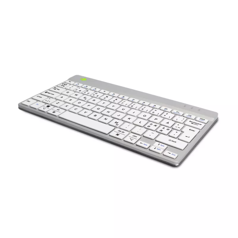 R-Go Tools ergonomiskā tastatūra R-Go Compact Break, kompakta tastatūra ar pārtraukumu programmatūru, QWERTY (NORDIC), Bluetooth, balta