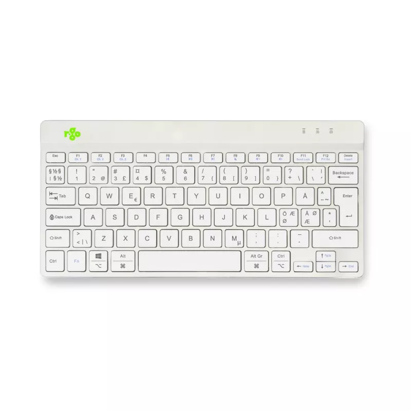 R-Go Tools ergonomiskā tastatūra R-Go Compact Break, kompakta tastatūra ar pārtraukumu programmatūru, QWERTY (NORDIC), Bluetooth, balta