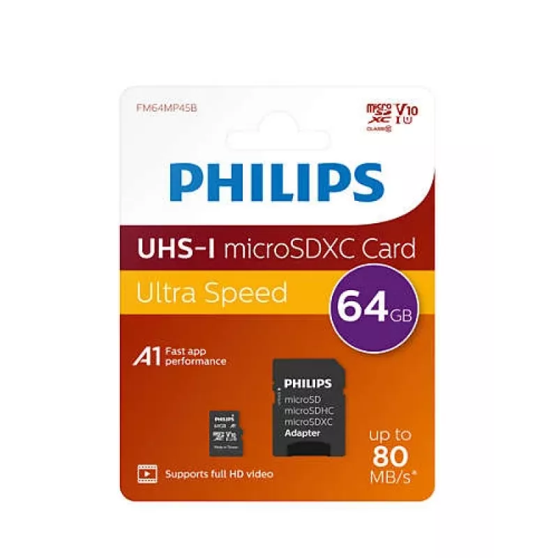 Philips FM64MP45B/00 atmiņas karte 64 GB MicroSDXC UHS-I Class 10