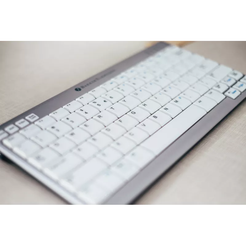 BakkerElkhuizen UltraBoard 950 BE Azerty, Mini, vadu, USB, šķērveida taustiņu mehānisms, AZERTY, gaiši pelēks, balts