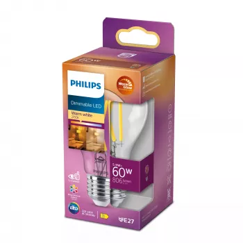 Philips kvēldiega spuldze dzidra 60W A60 E27, 5,9 W, 60 W, E27, 806 lm, 15000 h, siltais mirdzums