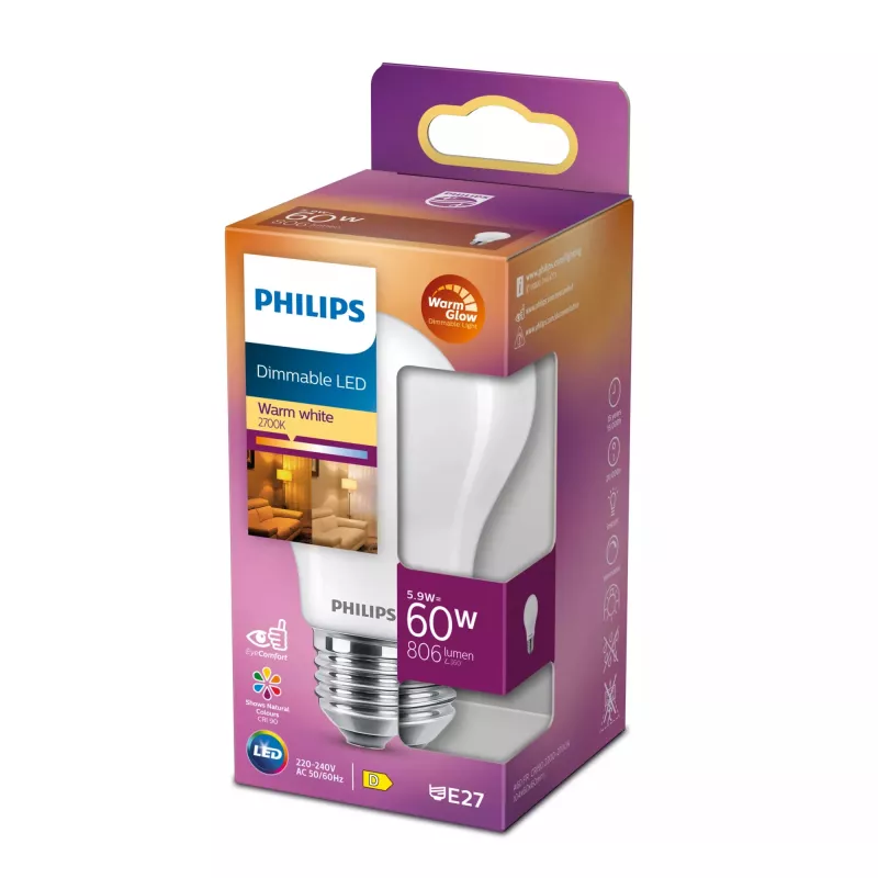 LED lampa Philips Warm Glow E27 806 lm regulējama CRI 90
