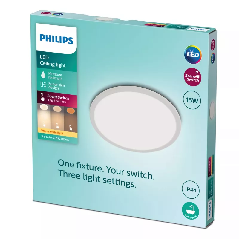 Philips Functional Super plāns 15 W balts apaļš vannas istabas griestu gaismeklis