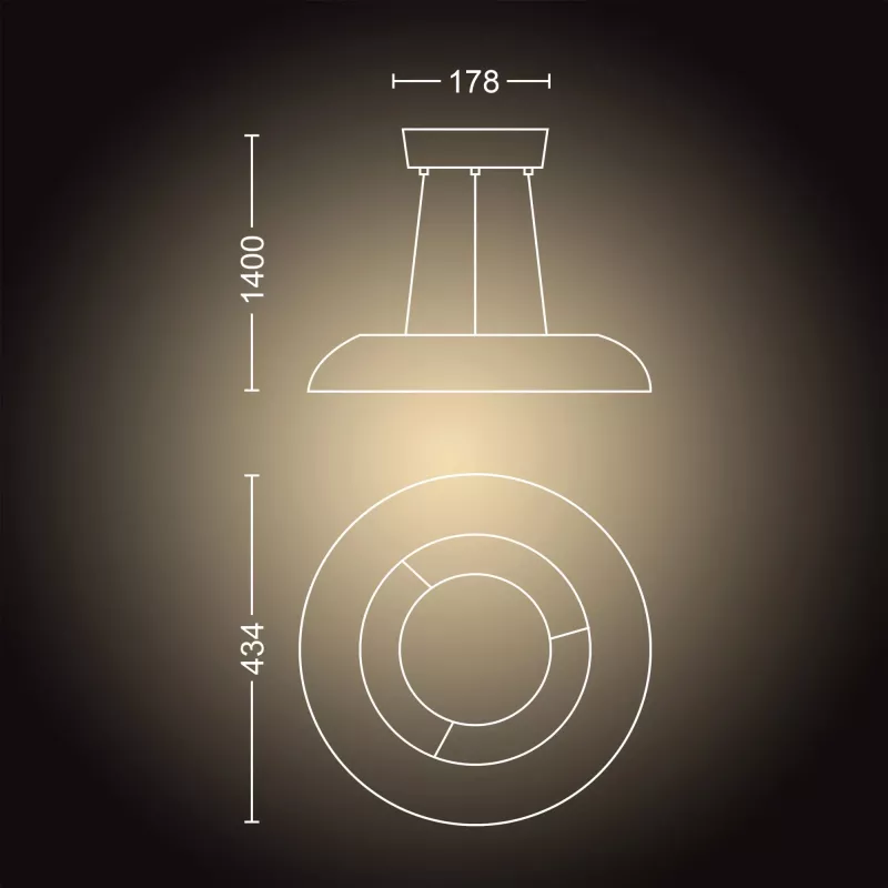 Viedā piekaramā gaisma Philips Hue balta ambience Amaze — Bluetooth, 24 V, 434×77 mm, balta