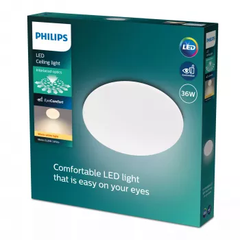 Griestu gaismeklis Philips Functional Moire 36 W LED, balts, apaļš, nemaināmi gaismas avoti, 220–240 V