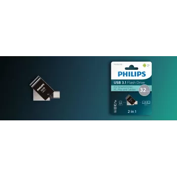 Philips FM32DC152B/00 USB zibatmiņa 32 GB USB Type-C 3.2 Gen 1 (3.1 Gen 1) Melns