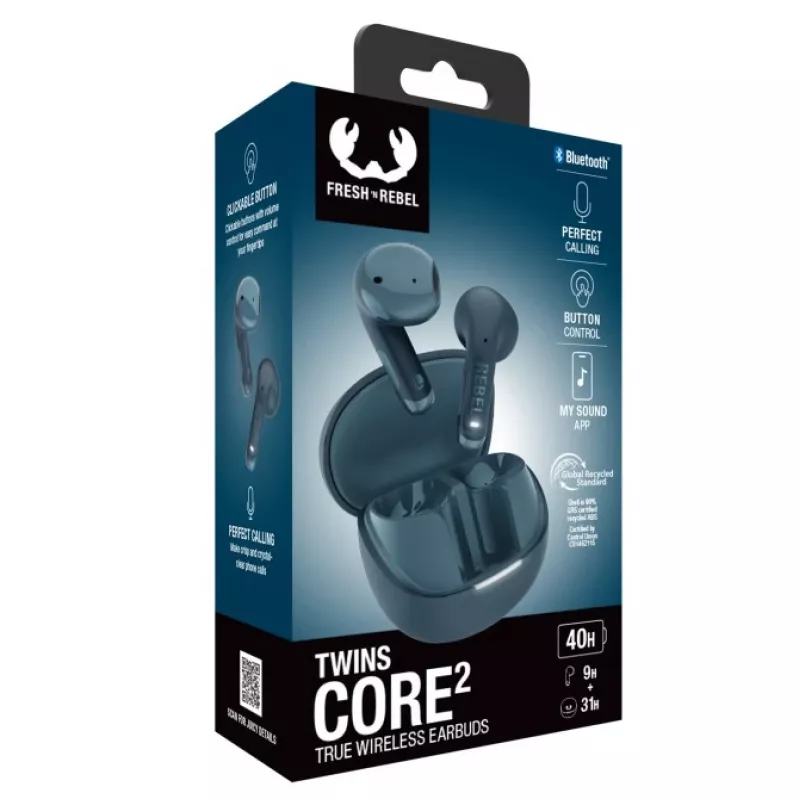 Hama Twins Core 2 austiņas True Wireless Stereo (TWS) ievietojamās zvani/mūzika USB Type-C Bluetooth zilas
