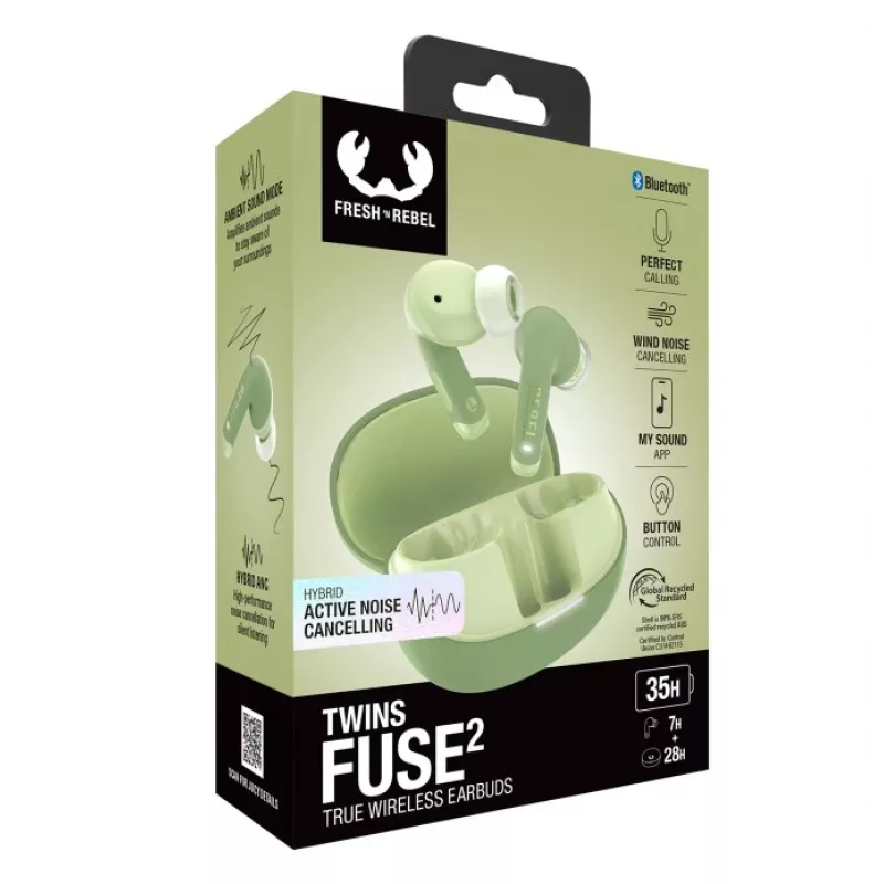 Hama Twins Fuse 2 austiņas True Wireless Stereo (TWS) Ievietojamās Zvani/Mūzika USB Type-C Bluetooth zaļas