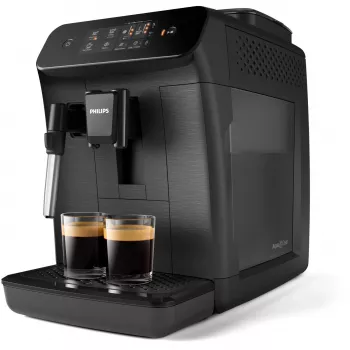 Espresso kafijas automāts Philips 800 sērija EP0820/00 — pilnībā automātisks, 1,8 L tvertne, iebūvēta keramikas dzirnaviņas 275 g, 15 bāri, melns