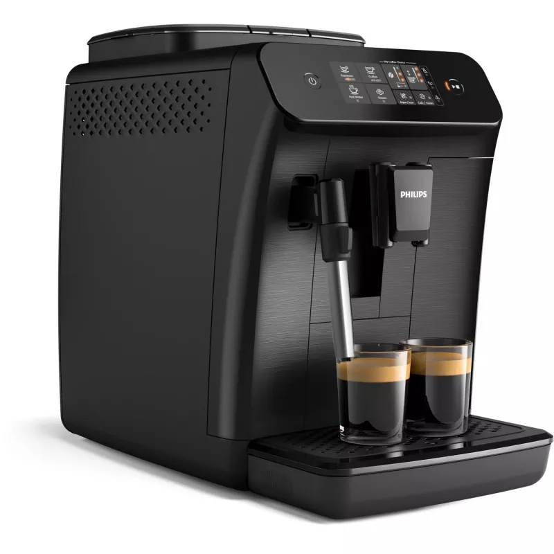 Espresso kafijas automāts Philips 800 sērija EP0820/00 — pilnībā automātisks, 1,8 L tvertne, iebūvēta keramikas dzirnaviņas 275 g, 15 bāri, melns