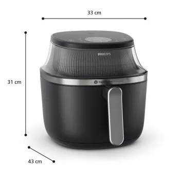 Philips 3000 series NA331/00 friteuse Atsevišķa 6.2 L Brīvi stāvoša 1700 W Karstā gaisa friteuse Melna, Sudraba
