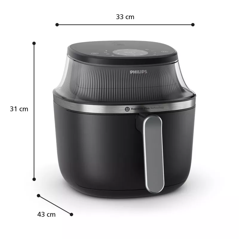 Philips 3000 series NA331/00 friteuse Atsevišķa 6.2 L Brīvi stāvoša 1700 W Karstā gaisa friteuse Melna, Sudraba