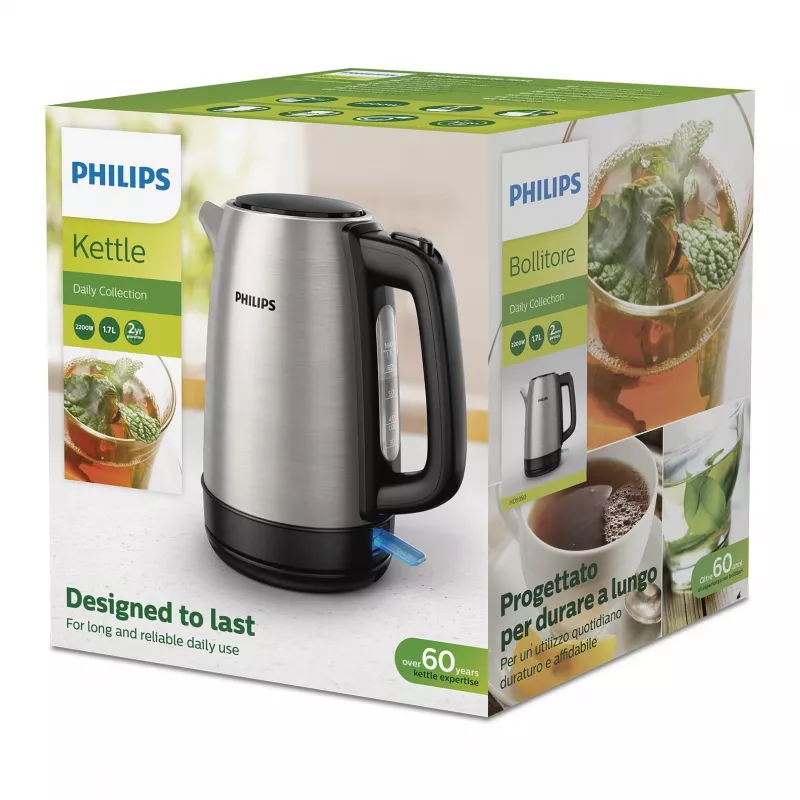 Philips Daily Collection HD9350/94 elektriskā tējkanna 1,7 L 2020 W melna, nerūsējošais tērauds