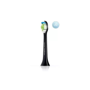 Rezerves zobu birstes uzgaļi Philips HX6066/88 Optimal balta, 6 gab., melni, 3 mēnešu nomaiņas intervāls