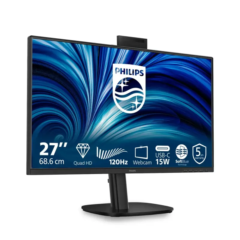 Computer monitor Philips 27B2N3500JH 27 inch (68.6 cm) IPS LCD Quad HD 2560×1440, 4 ms, 350 cd/m², USB hub, speakers, VESA, Melns