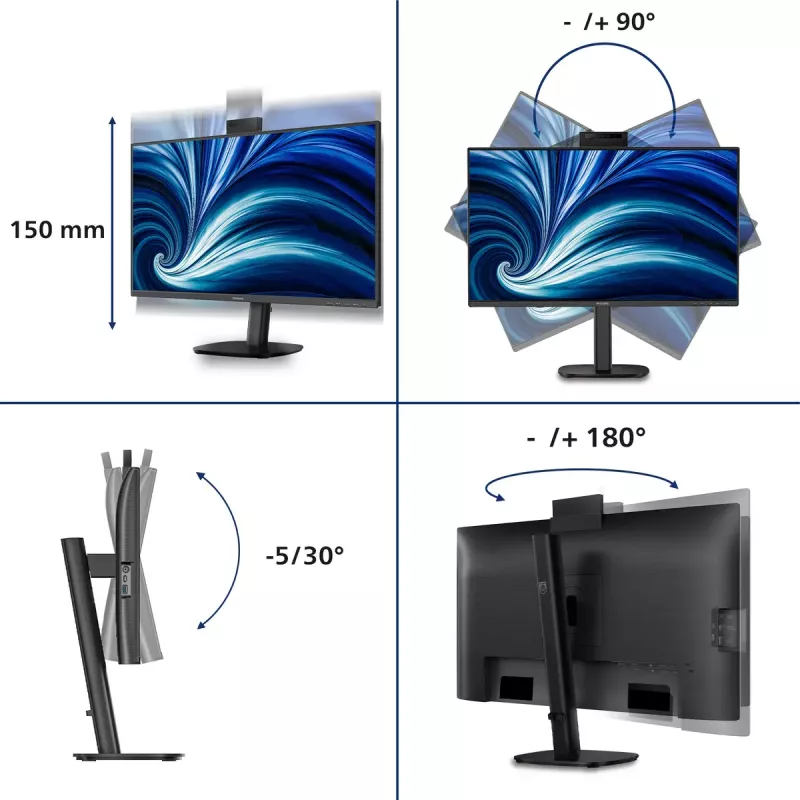 Computer monitor Philips 27B2N3500JH 27 inch (68.6 cm) IPS LCD Quad HD 2560×1440, 4 ms, 350 cd/m², USB hub, speakers, VESA, Melns