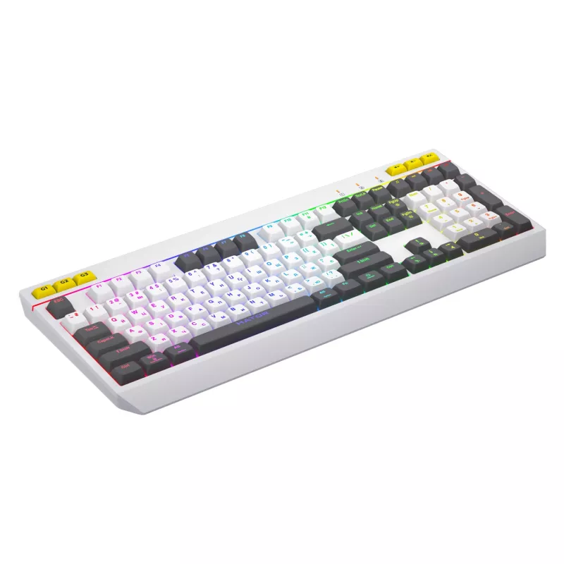 HATOR Icefall tastatūra spēlēm USB QWERTY US English balta pilna izmēra RGB LED