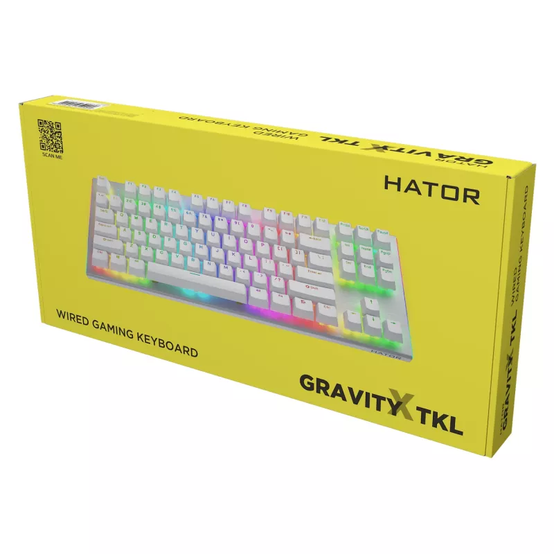 HATOR Gravity X TKL klaviatūra spēlēm USB QWERTY US English balta