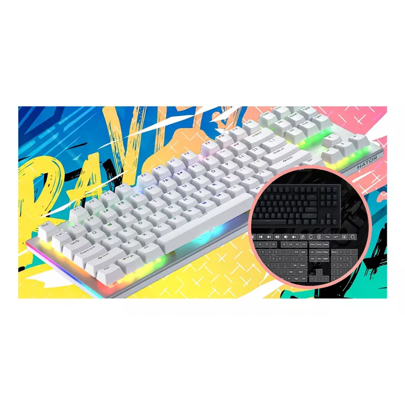 HATOR Gravity X TKL klaviatūra spēlēm USB QWERTY US English balta