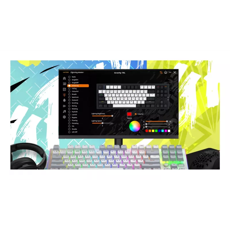 HATOR Gravity TKL tastatūra Spēļu USB QWERTY ASV angļu Balts