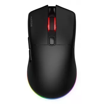 HATOR Pulsar 3 Wireless, melna - Optiskie dzeltenie 100M slēdži PixArt PMW 3311 (HTM630)