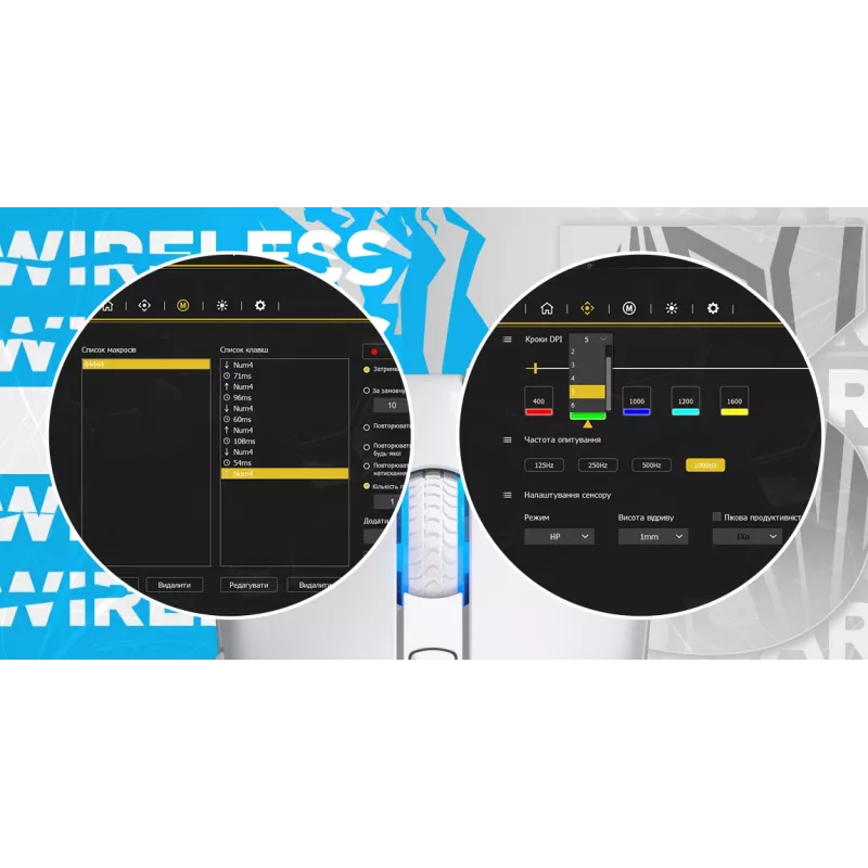 HATOR Pulsar 3 Wireless, melna - Optiskie dzeltenie 100M slēdži PixArt PMW 3311 (HTM630)