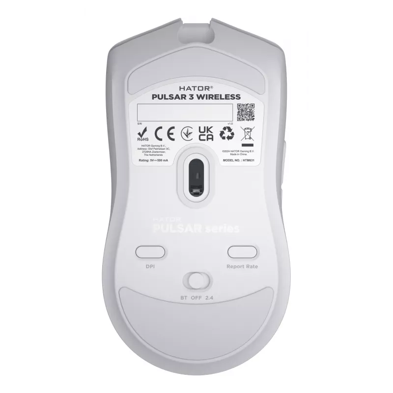 HATOR Pulsar 3 Wireless, balta - optiskie dzeltenie 100M slēdži PixArt PMW 3311 (HTM631)