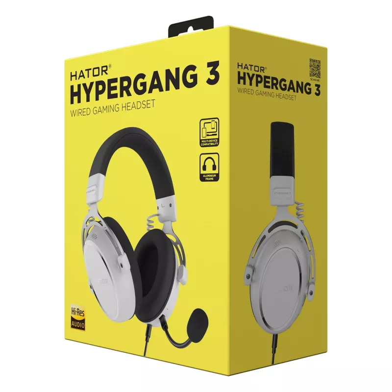 HATOR HYPERGANG 3 Hi-Res Headset Wired Head-band Gaming USB Type-C / USB Type-A balta