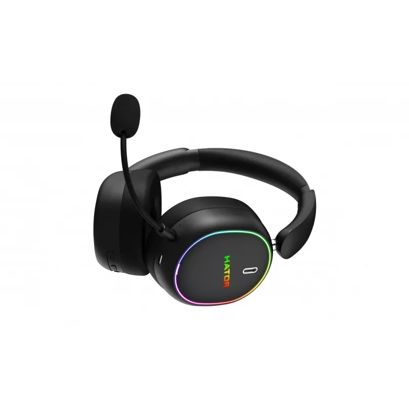 HATOR Phoenix 2 Wireless austiņas ar vadu un bezvadu savienojumu Galvas lente Spēlēm USB Type-C / USB Type-A Bluetooth Melns